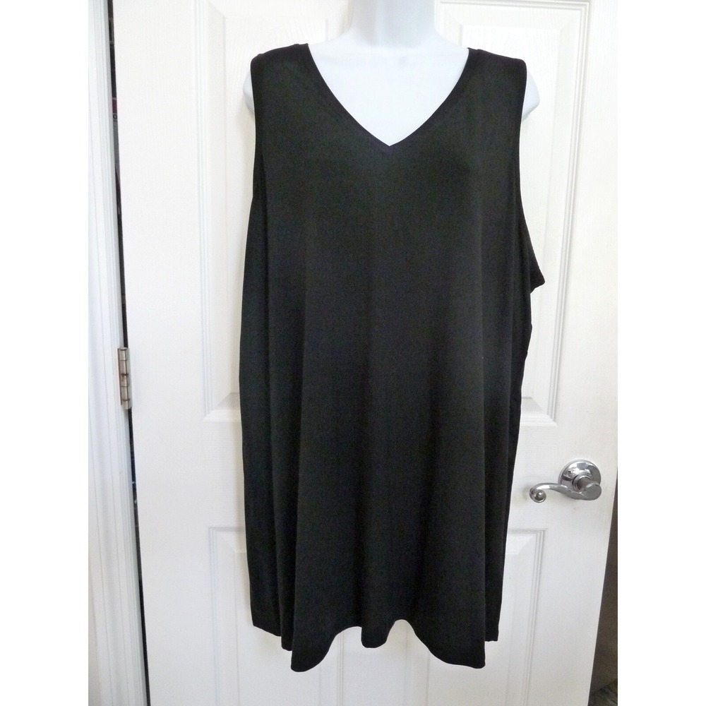 NEW!! LOGO LORI GOLDSTEIN Sz 3X Sleeveless Tunic Top Black Rayon Viscose